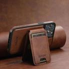 For iPhone 14 Plus Suteni M2 Oil Wax MagSafe Horizontal Card Bag Phone Case(Brown) - 2