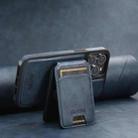 For iPhone 14 Suteni M2 Oil Wax MagSafe Horizontal Card Bag Phone Case(Blue) - 2