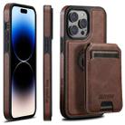 For iPhone 14 Pro Suteni M2 Oil Wax MagSafe Horizontal Card Bag Phone Case(Brown) - 1