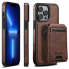 For iPhone 13 Pro Suteni M2 Oil Wax MagSafe Horizontal Card Bag Phone Case(Brown) - 1