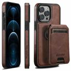 For iPhone 12 Pro Max Suteni M2 Oil Wax MagSafe Horizontal Card Bag Phone Case(Brown) - 1