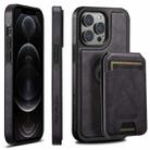 For iPhone 12 Pro Suteni M2 Oil Wax MagSafe Horizontal Card Bag Phone Case(Purple) - 1