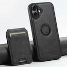 For iPhone 16 Suteni M2 Oil Wax MagSafe Horizontal Card Bag Phone Case(Black) - 1