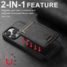 For iPhone 16 Suteni M2 Oil Wax MagSafe Horizontal Card Bag Phone Case(Black) - 3