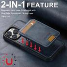 For iPhone 16 Suteni M2 Oil Wax MagSafe Horizontal Card Bag Phone Case(Blue) - 3