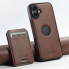 For iPhone 16 Plus Suteni M2 Oil Wax MagSafe Horizontal Card Bag Phone Case(Brown) - 1