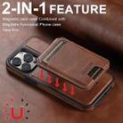 For iPhone 16 Plus Suteni M2 Oil Wax MagSafe Horizontal Card Bag Phone Case(Brown) - 3