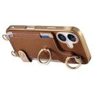 For iPhone 16 Fashion Ring Card Bag Phone Case with Hang Loop(Brown) - 3