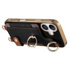 For iPhone 16 Fashion Ring Card Bag Phone Case with Hang Loop(Black) - 3