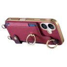 For iPhone 16 Fashion Ring Card Bag Phone Case with Hang Loop(Purple) - 3