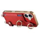 For iPhone 16 Plus Fashion Ring Card Bag Phone Case with Hang Loop(Red) - 3