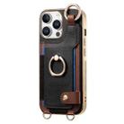 For iPhone 16 Pro Fashion Ring Card Bag Phone Case with Hang Loop(Black) - 2