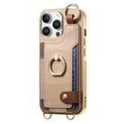 For iPhone 16 Pro Fashion Ring Card Bag Phone Case with Hang Loop(Khaki) - 2