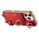 For iPhone 16 Pro Fashion Ring Card Bag Phone Case with Hang Loop(Red) - 3