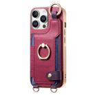 For iPhone 16 Pro Fashion Ring Card Bag Phone Case with Hang Loop(Purple) - 2