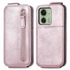 For Motorola Moto  Edge 40 Zipper Wallet Vertical Flip Leather Phone Case(Pink) - 1