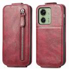 For Motorola Moto  Edge 40 Zipper Wallet Vertical Flip Leather Phone Case(Red) - 1