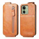 For Motorola Moto  Edge 40 Zipper Wallet Vertical Flip Leather Phone Case(Brown) - 1