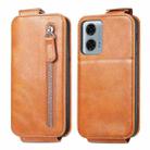 For Motorola Moto G24 Power 4G Zipper Wallet Vertical Flip Leather Phone Case(Brown) - 1