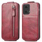 For Motorola Moto G34 5G Zipper Wallet Vertical Flip Leather Phone Case(Red) - 1