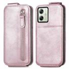 For Motorola Moto G54 Zipper Wallet Vertical Flip Leather Phone Case(Pink) - 1