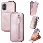 For Motorola Moto G85 Zipper Wallet Vertical Flip Leather Phone Case(Pink) - 1