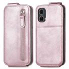 For Motorola Moto G85 Zipper Wallet Vertical Flip Leather Phone Case(Pink) - 2