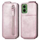 For Motorola Moto G35 Zipper Wallet Vertical Flip Leather Phone Case(Pink) - 2