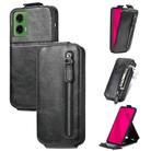 For Motorola Moto G35 Zipper Wallet Vertical Flip Leather Phone Case(Black) - 1