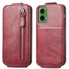 For Motorola Moto G35 Zipper Wallet Vertical Flip Leather Phone Case(Red) - 2