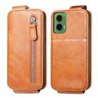 For Motorola Moto G35 Zipper Wallet Vertical Flip Leather Phone Case(Brown) - 2