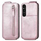 For Sony Xperia 1 V Zipper Wallet Vertical Flip Leather Phone Case(Pink) - 1