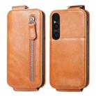 For Sony Xperia 1 V Zipper Wallet Vertical Flip Leather Phone Case(Brown) - 1