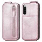 For Sony Xperia 10 V Zipper Wallet Vertical Flip Leather Phone Case(Pink) - 1