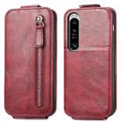 For Sony Xperia 1 IV Zipper Wallet Vertical Flip Leather Phone Case(Red) - 1