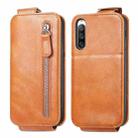 For Sony Xperia 10 IV Zipper Wallet Vertical Flip Leather Phone Case(Brown) - 1