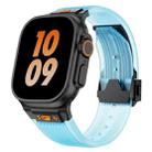 For Apple Watch SE 2023 44mm Transparent Silicone Watch Band(Black Transparent Blue) - 1