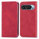 For Google Pixel 9 Pro XL Retro Skin Feel Magnetic Flip Leather Phone Case(Red) - 1