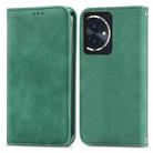 For Honor 100 Retro Skin Feel Magnetic Flip Leather Phone Case(Green) - 1