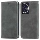 For Honor 100 Retro Skin Feel Magnetic Flip Leather Phone Case(Grey) - 1
