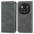 For Honor Magic6 Pro Retro Skin Feel Magnetic Flip Leather Phone Case(Grey) - 1