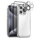 For iPhone 15 Pro NORTHJO 5 in 1 Clear Phone Case with 2pcs Screen Film + 2pcs Rear Lens Film - 1