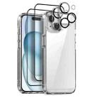For iPhone 15 Plus NORTHJO 5 in 1 Clear Phone Case with 2pcs Screen Film + 2pcs Rear Lens Film - 1