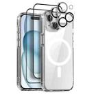 For iPhone 15 Plus NORTHJO 5 in 1 Magsafe Clear Phone Case with 2pcs Screen Film + 2pcs Rear Lens Film - 1