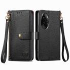 For Honor 100 Pro 5G Love Zipper Lanyard Leather Phone Case(Black) - 1