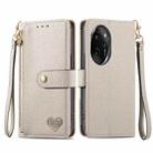 For Honor 100 Pro 5G Love Zipper Lanyard Leather Phone Case(Gray) - 1