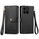For Honor X6a Love Zipper Lanyard Leather Phone Case(Black) - 1