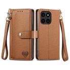 For Honor X6a Love Zipper Lanyard Leather Phone Case(Brown) - 1