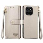 For Honor X6a Love Zipper Lanyard Leather Phone Case(Gray) - 1