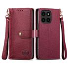 For Honor X6a Love Zipper Lanyard Leather Phone Case(Red) - 1